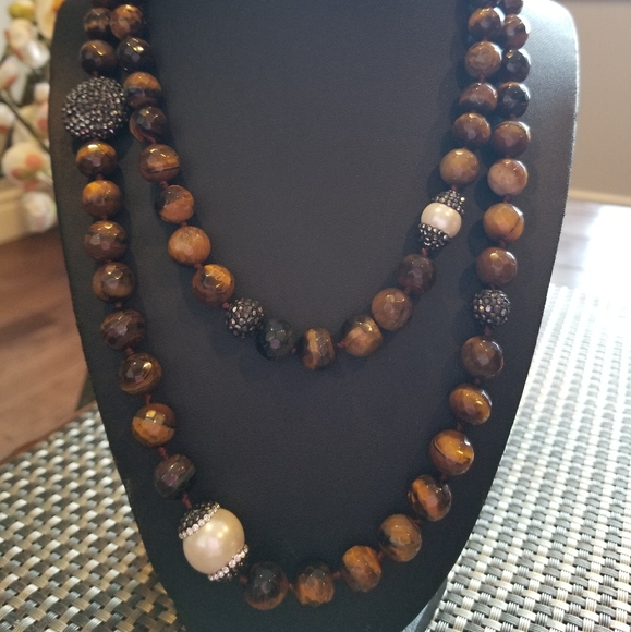 Turkish Tiger eyes long necklace. - Picture 4 of 8